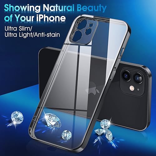 Miniatura 2 de Supdeal Funda transparente para iPhone 12 Mini, No amarilla Protección de cámara Prueba de caída de grado militar, transparente, a prueba de golpes,