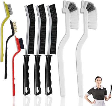 8 Pcs Crevice Cleaning Brush Set Hard Bristle Cleaning Tools for Grout, Gaps & Narrow Spaces Multi-Purpose Grout Brush, for Cleaning Bathroom, Shower, Window Tracks, Kitchen