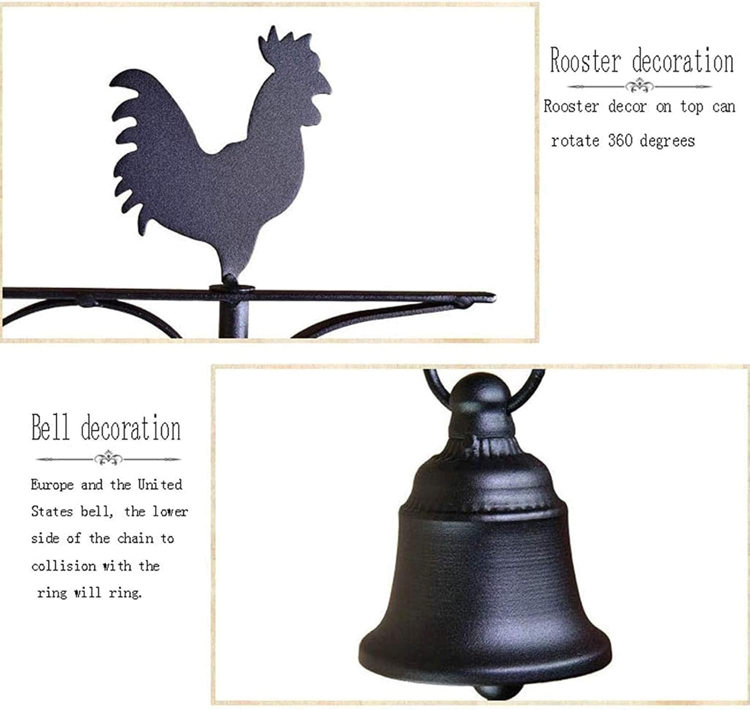 Wall Clock Outdoor Hanging und Antique Decorative Retro Garden Time Double Sided Vintage Quartz Iron Art