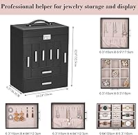 Vista 4 de ANWBROAD Jewelry Box Jewelry Organizer Box Large Jewlrey Boxes Gift for Women Jewelry Holder with Drawer for Necklace Earring Ring Bracelet Watches