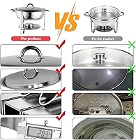 Vista 3 de Calentadores de alimentos para fiestas, plato redondo de acero inoxidable de 5 cuartos de galón, con bandeja de agua, bandeja para alimentos