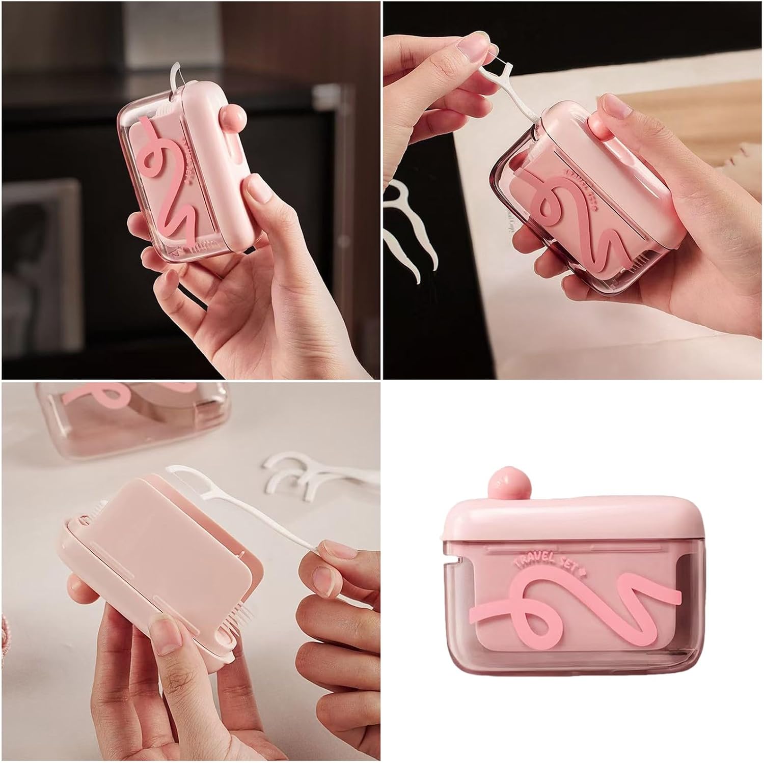 Hygienic Floss Stick Box Automatic Floss Pick Dispenser, Travel Case with Transparency Shell, Refillable Flosser Holder image 2