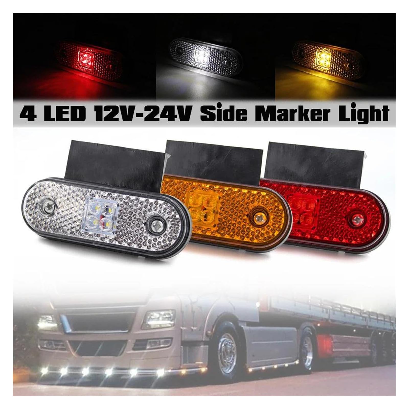 4/6/10 Uds 4 LED 12V 24V Luz Posición Lateral Señal Giro Luz Trasera De Separación Coche Camión Tractor RV Remolque Camión Soporte De Recogida Intermitentes Laterales Luz Señal Giro Coche(Rojo,10pcs)