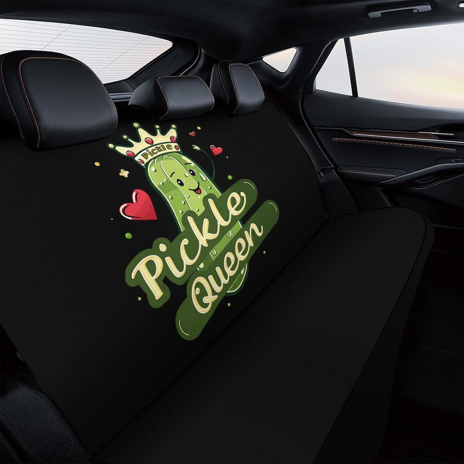 Pickle Queen Funny Cucumber Vegetable Car Seat Cover Print Rear Bench Seat Cover Car Seat Protector Car Interior Accessories for Women Men
