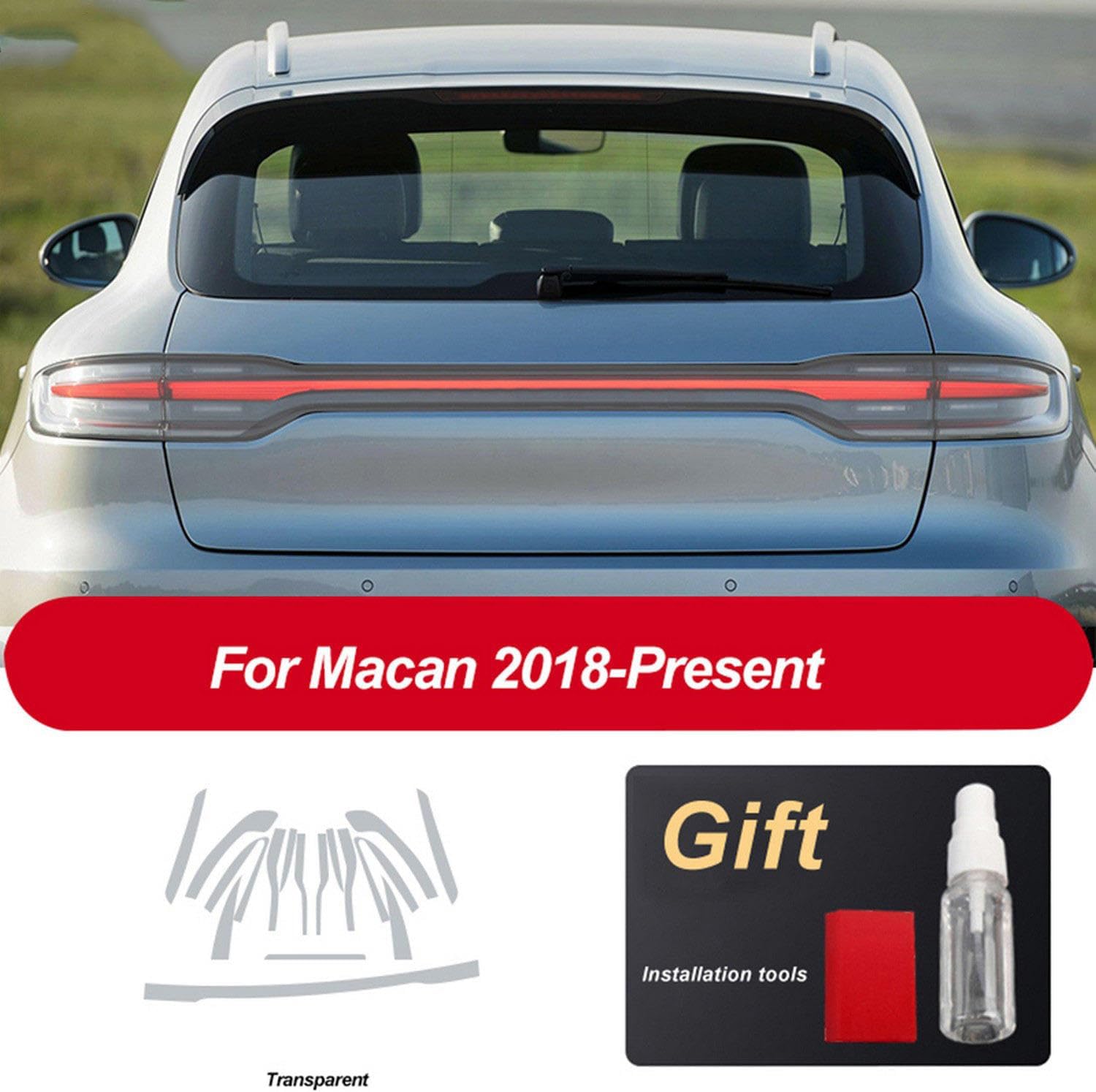 JCAKES Car Headlight Tint Black Protective Film Vinyl Taillight Transparent TPU Sticker， for Porsche Macan 2018 2019 2020-Present Accessories