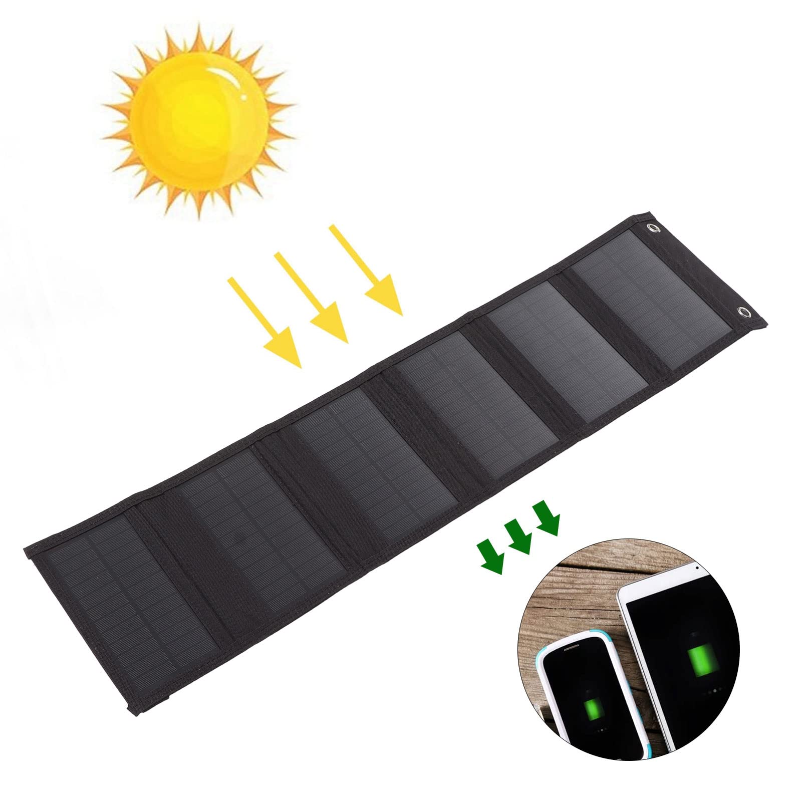 Srliya Pannello Solare Portatile 15 W Efficiente Pieghevole Fotovoltaico Monocristallino Ricarica per Avventure All'aria Aperta in