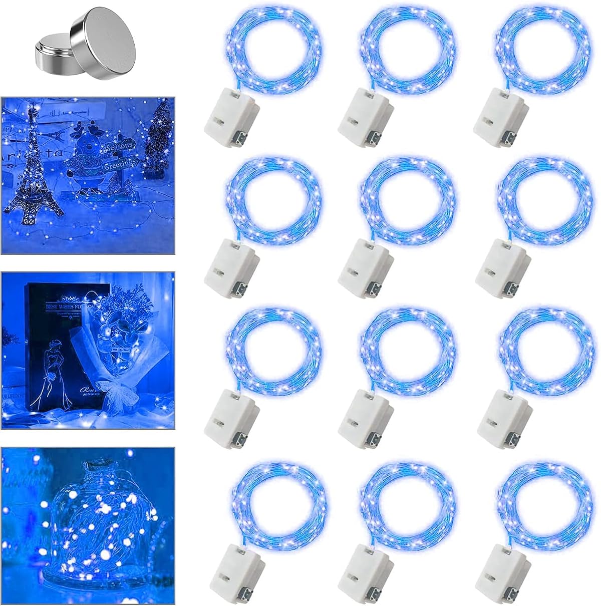 36 Pack Fairy Lights Battery Operated, 3 Speed Modes, Extra 40 Batteries For