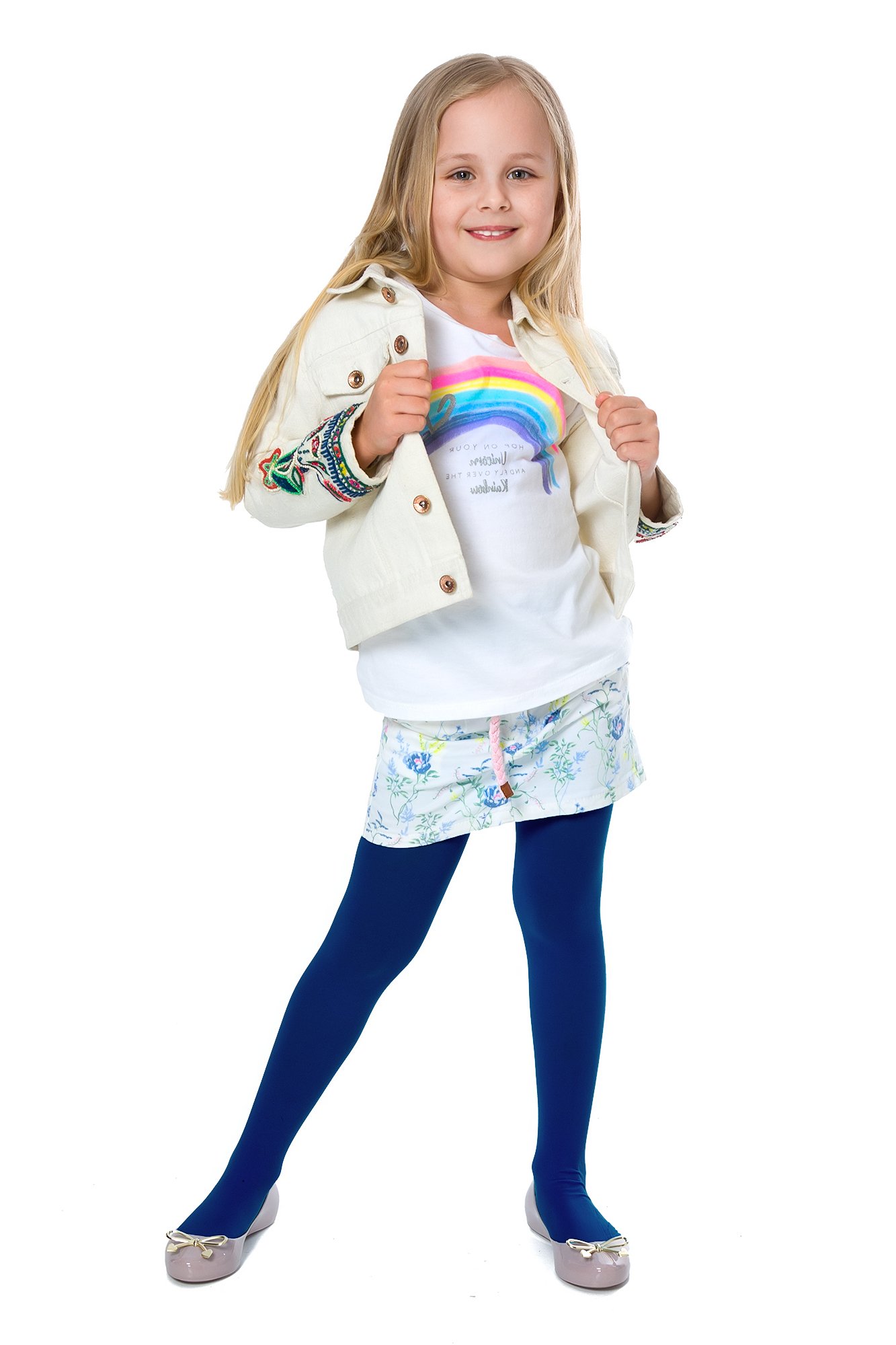 hi!mom Girls Plain Microfiber Opaque Tights 50 Den Kids Soft School Uniform Pantyhose Navy 9/10 Years ZUZA