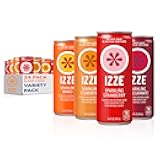 IZZE Sparkling Water Juice Beverage Blend, Dawn Variety Pack, Mango, Clementine, Strawberry, Pomegranate, No Sugar Added, 8.4 FL OZ, 24 Cans
