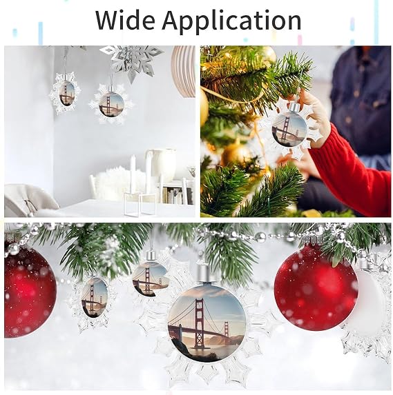 3D Snowflake Golden Gate Bridge Ornaments 2025 Shatterproof Christmas White Snow Flakes Decorating Hanging Ceiling Frozen Winter Wonderland Party Holiday Birthday New Year Home Decor