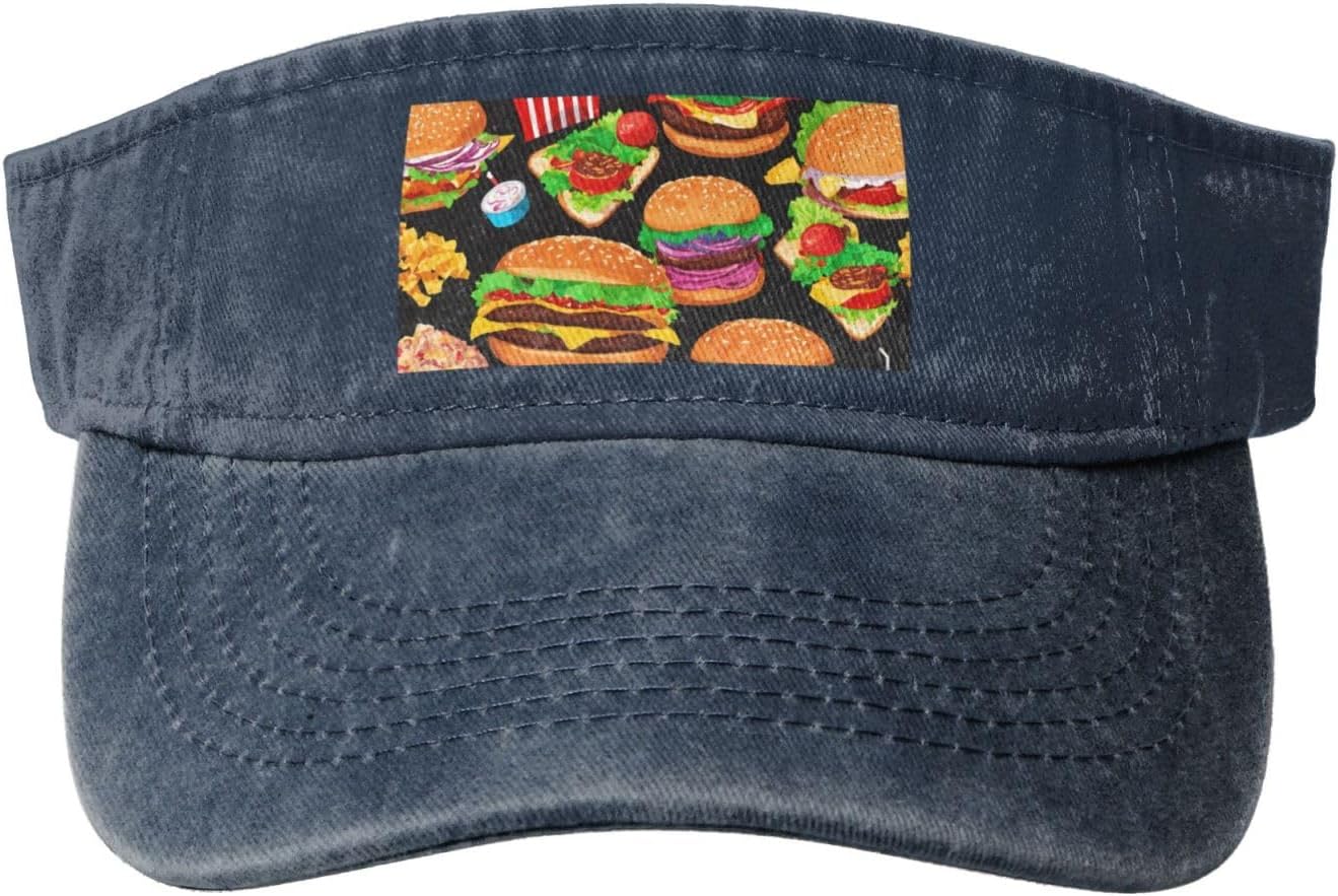 Food Pattern Funny Print Sport Sun Visor Hats Cotton Ball Caps Empty Top Baseball Sun Cap for Men Women