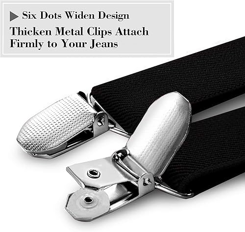 Miniatura 4 de HABIBEE Tirantes de color sólido para hombre en forma de Y con clips fuertes y tirantes ajustables