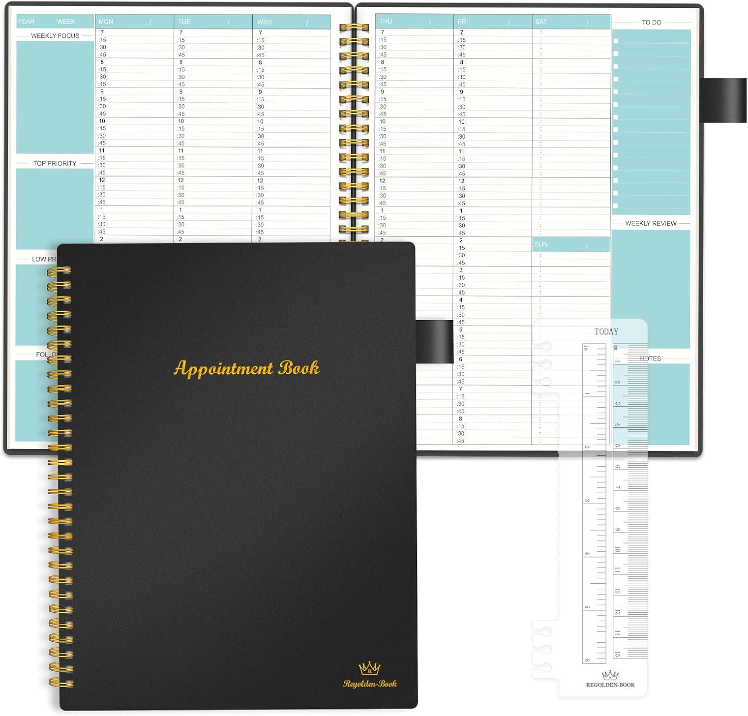 Appointment Planner Book Undated , RegoldenBook Hourly Schedule