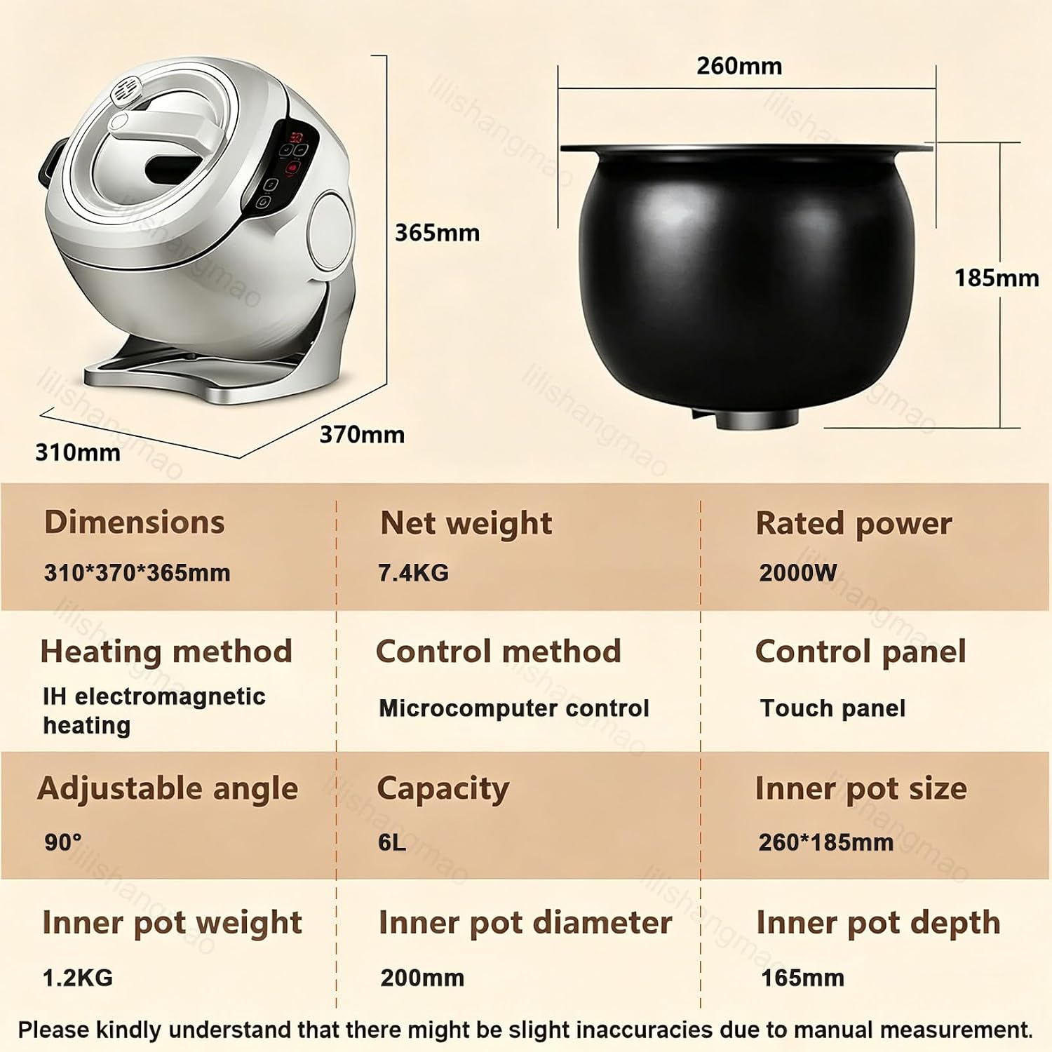 Smart Electric Wok Automatic Stir Fry Machine – 2000W 6L Large Capacity Auto Cooking Robot with 360° Rotating Non-Stick Pot, Hands-Free Stir Fryer for Healthier Meals