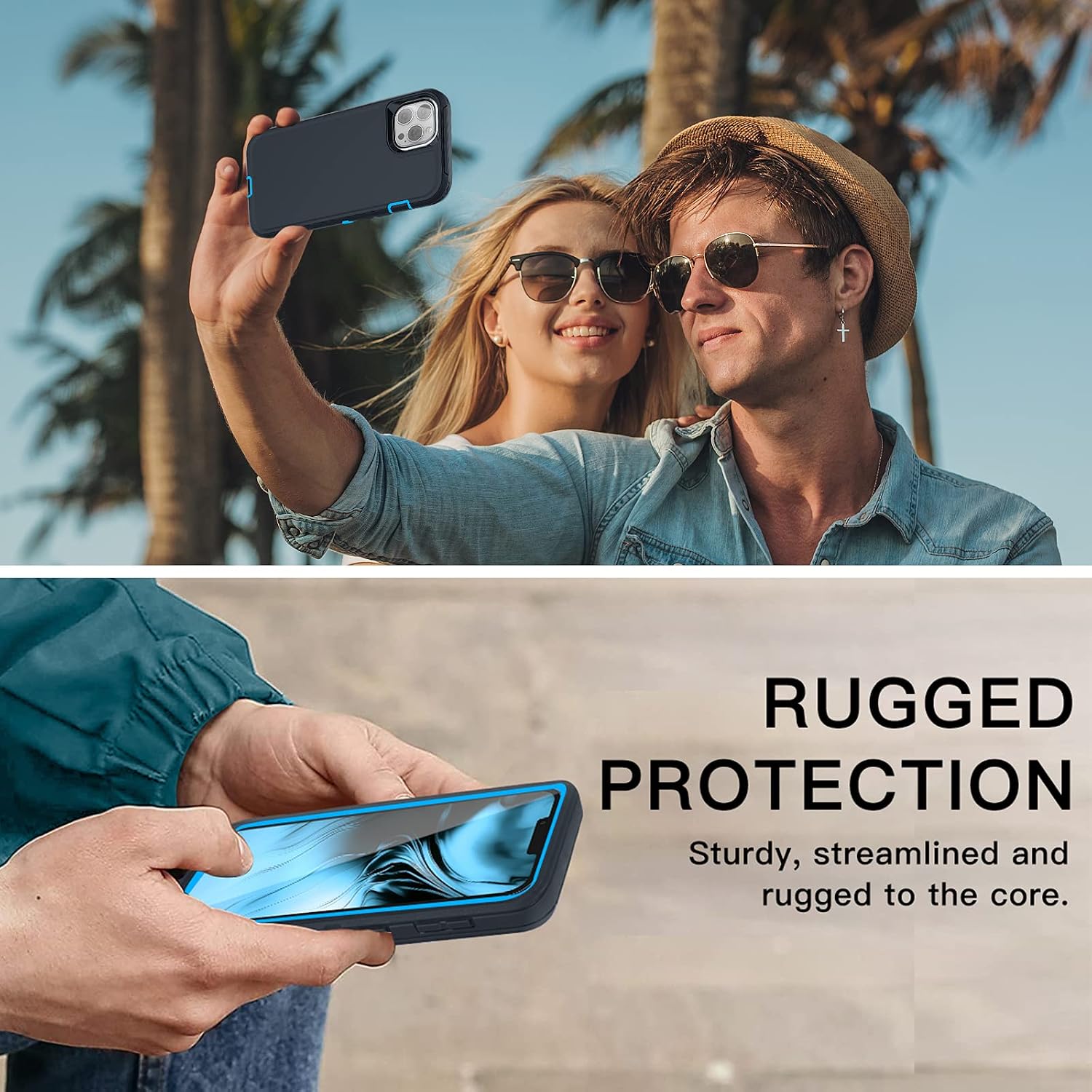 AICase for iPhone 13 Pro Case with Belt-Clip Holster, Screen Protector, Heavy Duty Protective Phone Case, Military Grade Full Body Protection Shockproof/Dustproof/Drop Proof Tough Cover (Admiral Blue)
