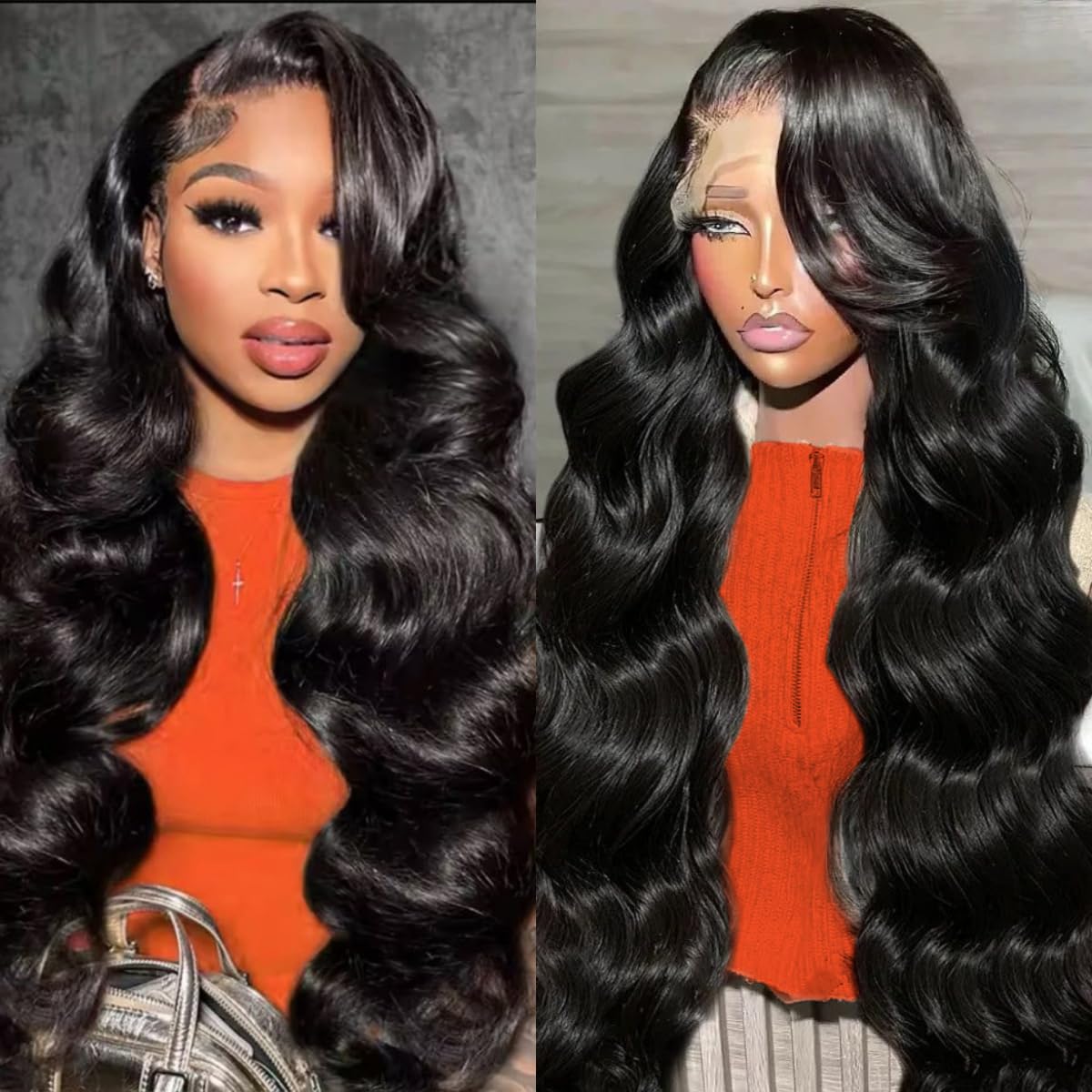 200 Density 13×6 Body Wave Lace Front Wigs Human Hair 32 Inch HD Transparent Lace Front Wigs Human Hair for Women Glueless Brazilian Virgin Human Hair Wig Pre Plucked with Baby Hair Natural Hairline