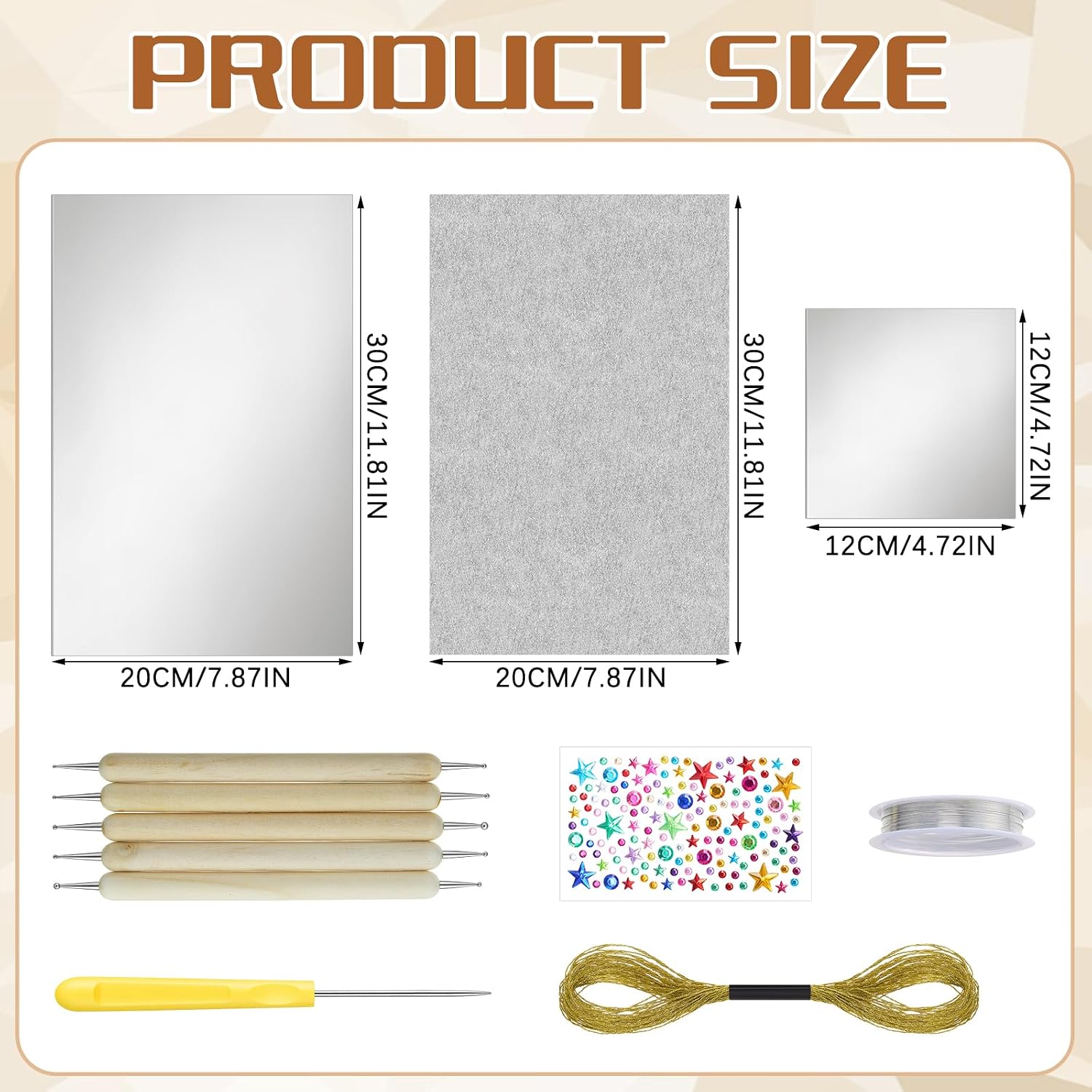 Yaocom Metal Embossing Kit, 25 Sheets Aluminum Embossing Foil Sheets, Decorative Art Craft Metal Foil Sheet Tools, Silver Shimmer Crafting Accessory, Creative Artwork Making Kit, Handcraft Supplies