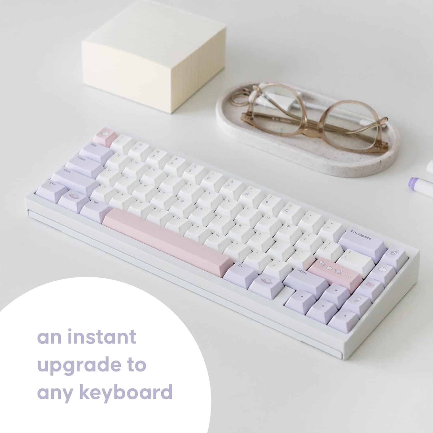 dokodoko Dream Bunny Keycaps - PBT Cherry Profile, Dye-Sub, 168 Keys, Cute Minimalist Pastel Set for Mechanical Keyboards