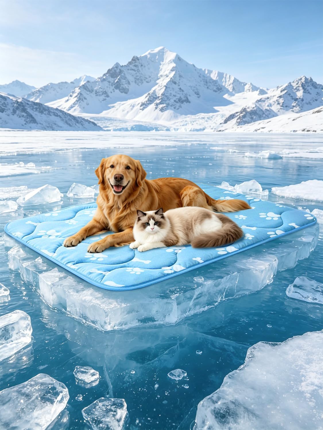 Fuufome 44" x 32" Dog Cooling Mat for Large Dogs, Color-Changing Arc-Chill Tech (Q-Max>0.5) Pet Cooling Mat, Waterproof & Machine Washable, Rapid Indoor Outdoor Dog Cooling Pad for Summer