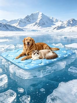 Fuufome 44" x 32" Dog Cooling Mat for Large Dogs, Arc-Chill Pet Cooling Mat | Color-Changing Pet Cooling Mat Q-Max>0.5 , Waterproof & Machine Washable, Rapid Indoor Outdoor Dog Cooling Pad for Summer