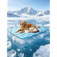 Fuufome 44" x 32" Dog Cooling Mat for Large Dogs, Color-Changing Arc-Chill Tech Q-Max>0.5 Pet Cooling Mat, Waterproof & Machine Washable, Rapid Indoor Outdoor Dog Cooling Pad for Summer