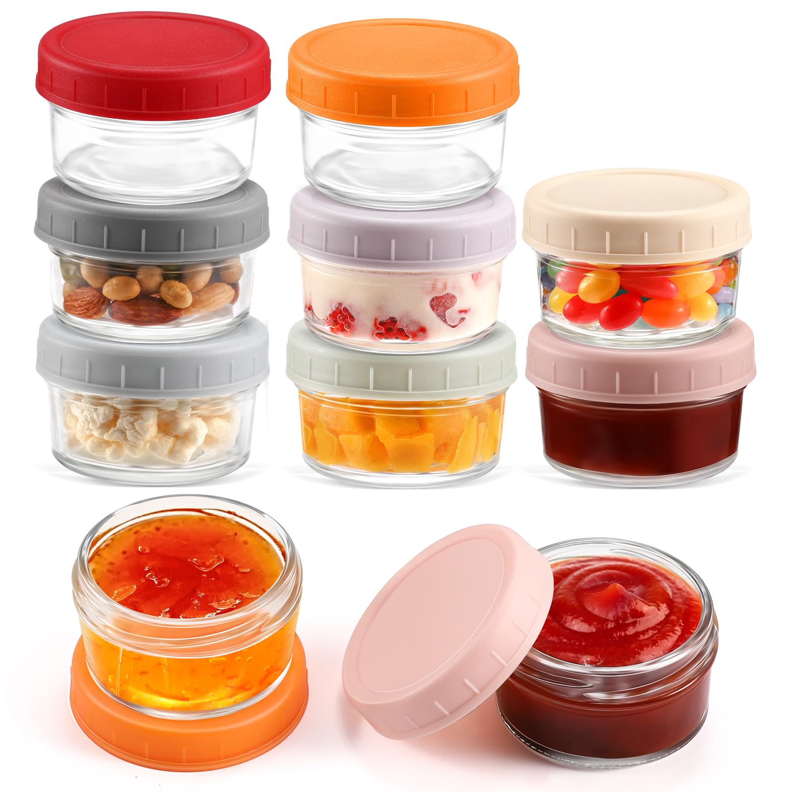 [8 Pack] Glass Salad Dressing Containers - Portable, Leakproof ...