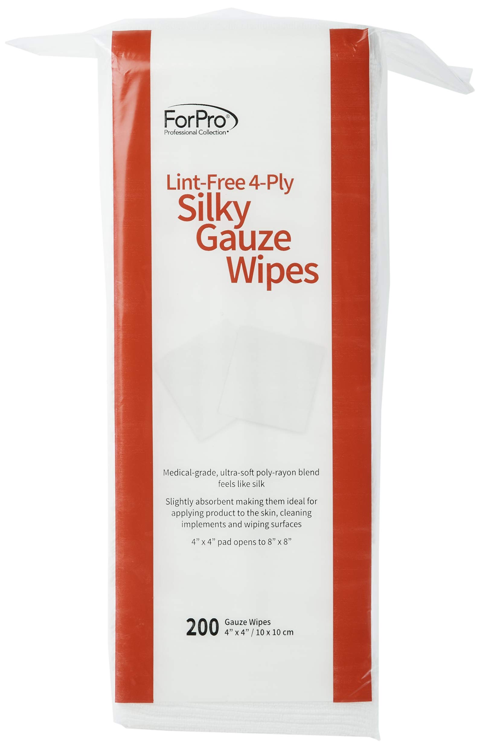 ForPro Professional Collection Lint-Free 4-Ply Silky Gauze Wipes, 100% Lint-Free, Ultra-Soft, for Product Application and Medical Care, 4” x 4”, 200-Count (Pack of 3) — Amazon image 2