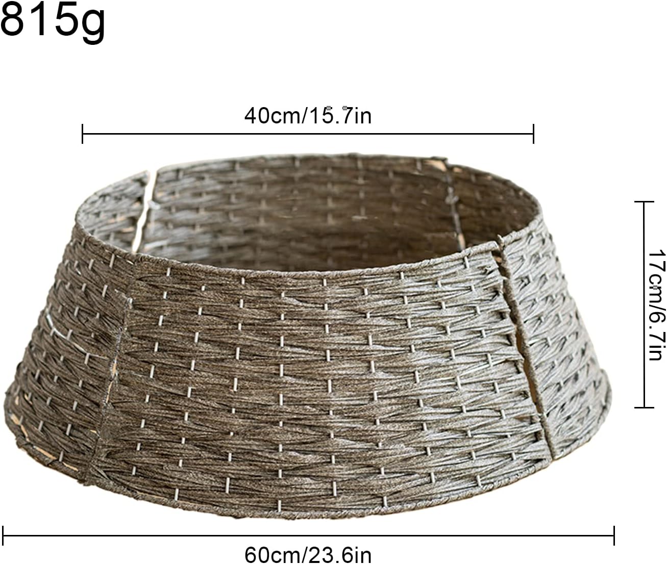 Farmhouse Christmas Tree Collar, Willow Tree Skirt Base Stand Alternative Tree Skirt Christmas Tree Ring, Handmade Artificial Rattan Wicker Christmas Stand, Gray, 40 x 60 x 17 cm