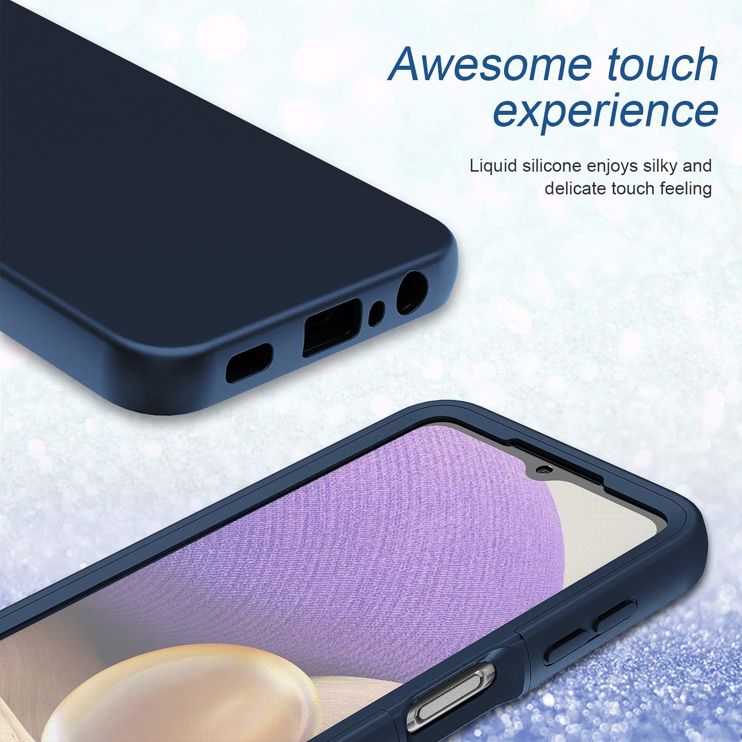 PULEN for Samsung Galaxy A32 5G Case with Built-in Screen Protector,Rugged PC Front Cover + Soft TPU Non-Slip Back Cover, Shockproof Full-Body Protective Case - Blue