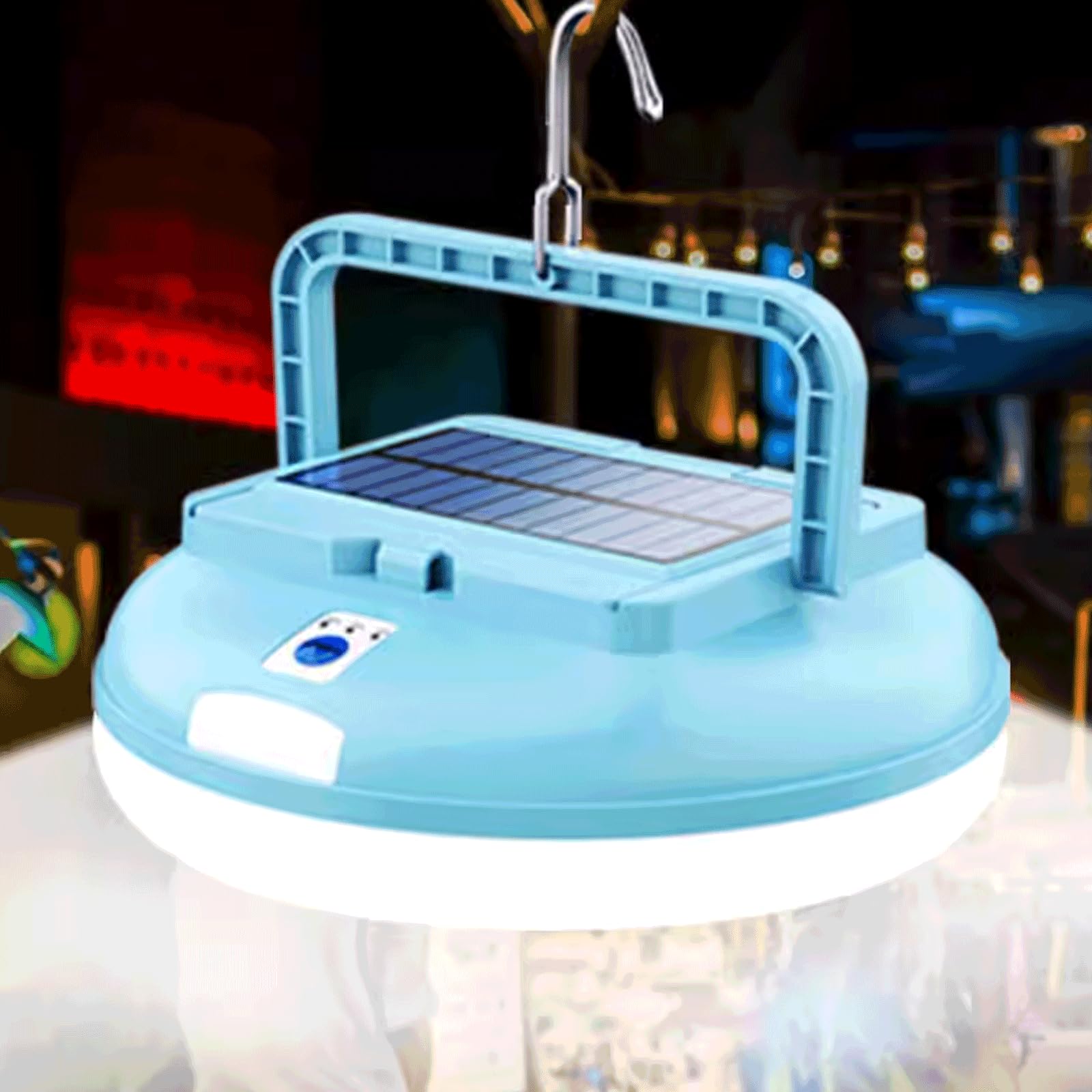 Linterna de plástico para Acampar, Linterna para Tienda de campaña al Aire Libre, Linterna de Camping con Carga Solar, Linterna de Camping Multifuncional con Gancho