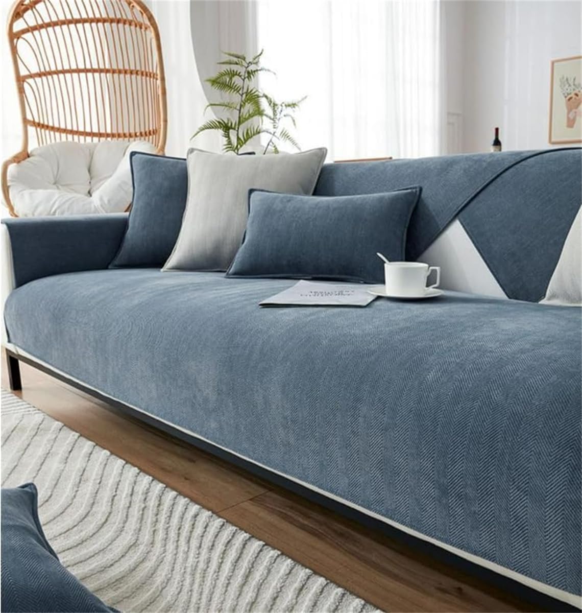 Copridivano in ciniglia con motivo a zigzag antiscivolo, adatto ai cani, protezione per divano componibile, arancione, 90 x 210 cm, perfetto per l'arredamento della casa e proprietari di animali