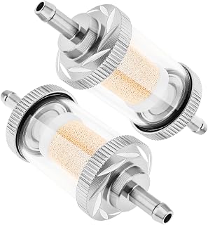 Windance 2PCS 5.3mm 0.21inch Aluminum Alloy Fuel Filter,Glass Inline Reusable Gasoline Filter for Motorcycle Scooter ATV Dirt Pit Bike Off-Road Motocross (Silver)