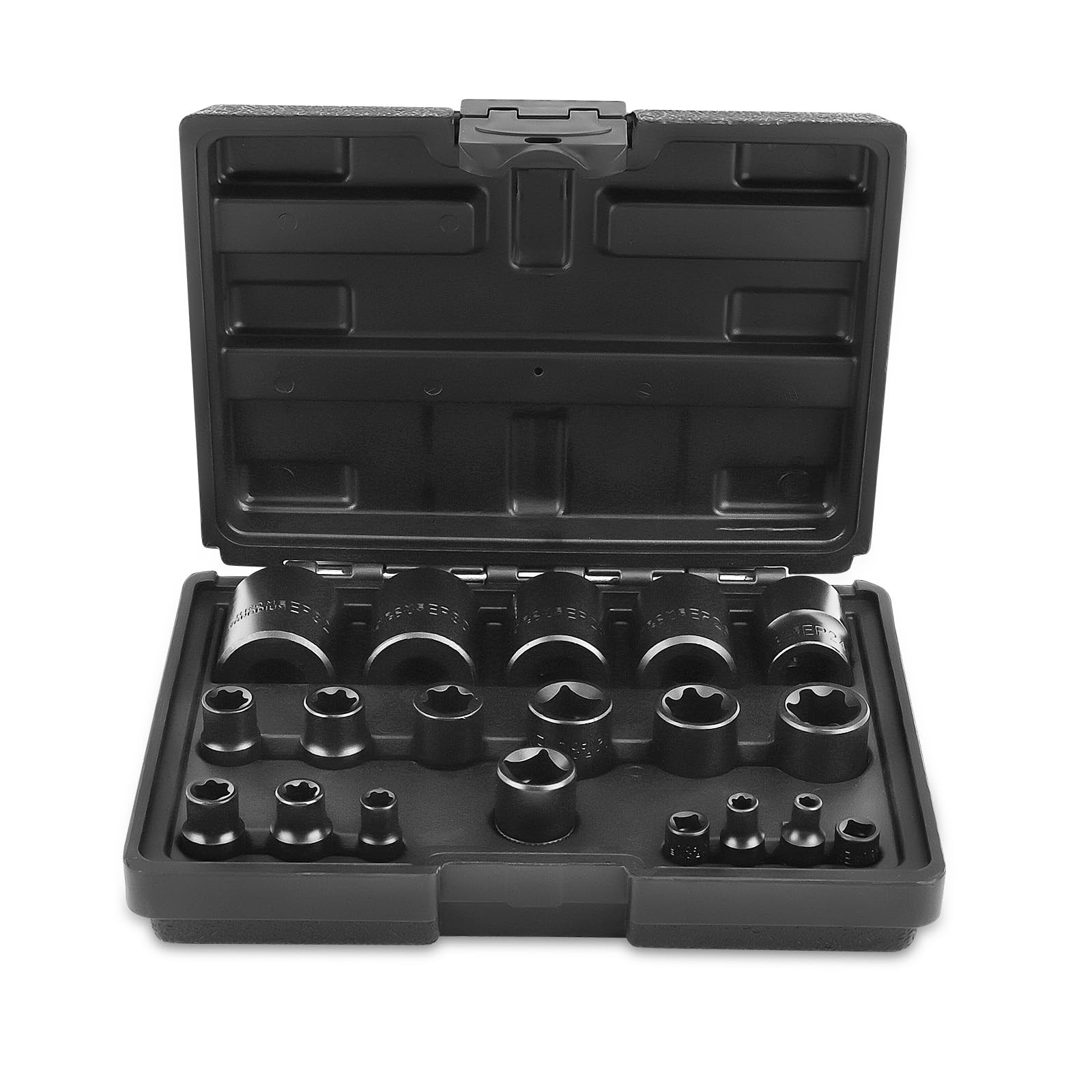 maXpeedingrods 19PCS External Torx Plus Socket Set, 6 Point EP Socket EP4 - EP32 with 1/2'' 3/8'' 1/4'' Drive, 5 Point EP Socket 1/2'' EP8.8 Dr E-Torx Plus Set, External Torx Star Drive Socket Set