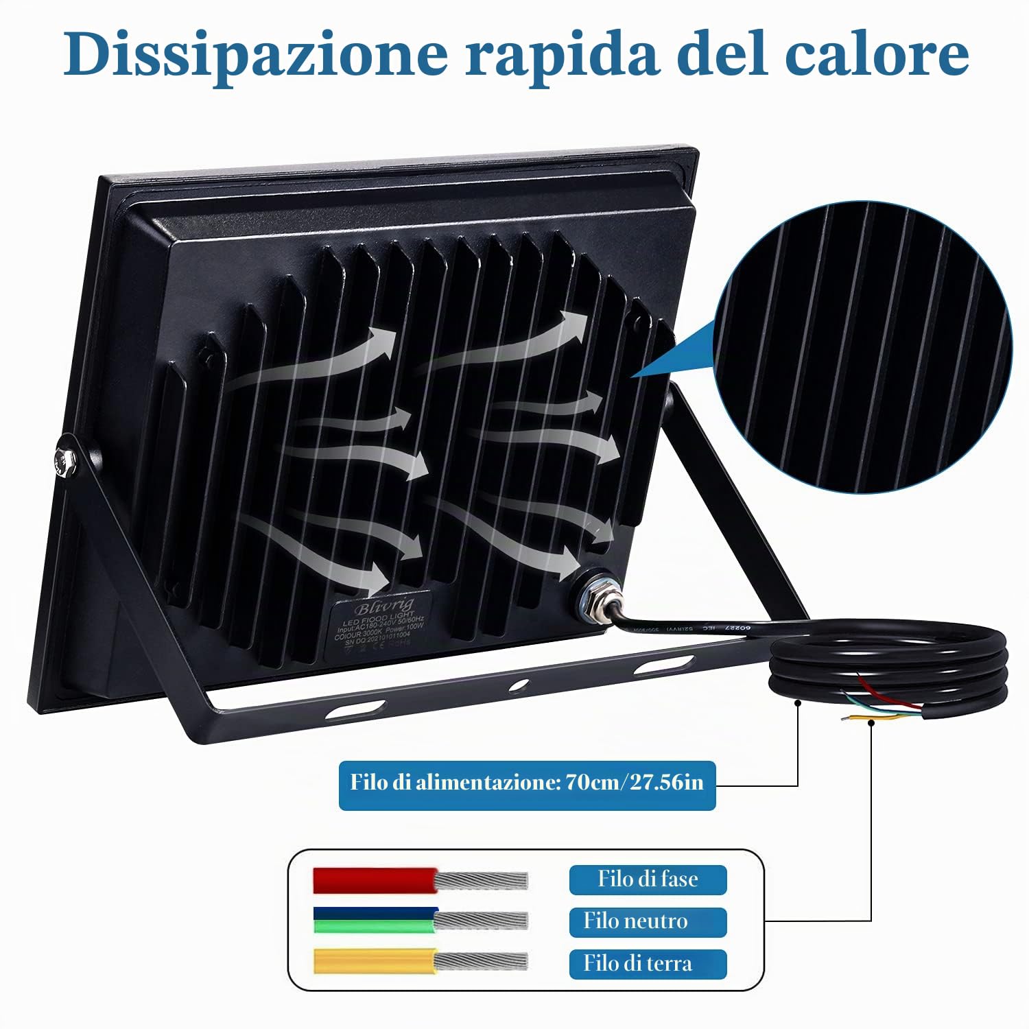 Faretto led 500W 6000K Bianco Freddo Fari LED Esterno 50000LM Faretto led da Esterno IP66 Impermeabile Super Luminosa Faro led Luce di Sicurezza Lampada