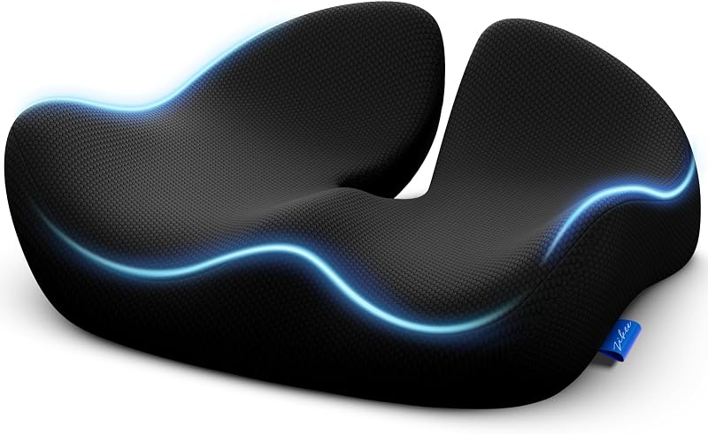 Pioneering Seat Cushion for Pressure Relief, Ergonomic Office Chair Cushion for Sciatica, Back, Hemorrhoids & Tailbone Pain Relief, High-Density Memory Foam Car Seat Cushion with Anti-Slip Base