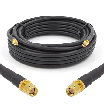 SMA Cable 10m 32.8ft Ultra Low Loss Coax Cable 5D-FB 7.5mm Extension Lead Black SMA Male to SMA Male Coaxial 50ohm