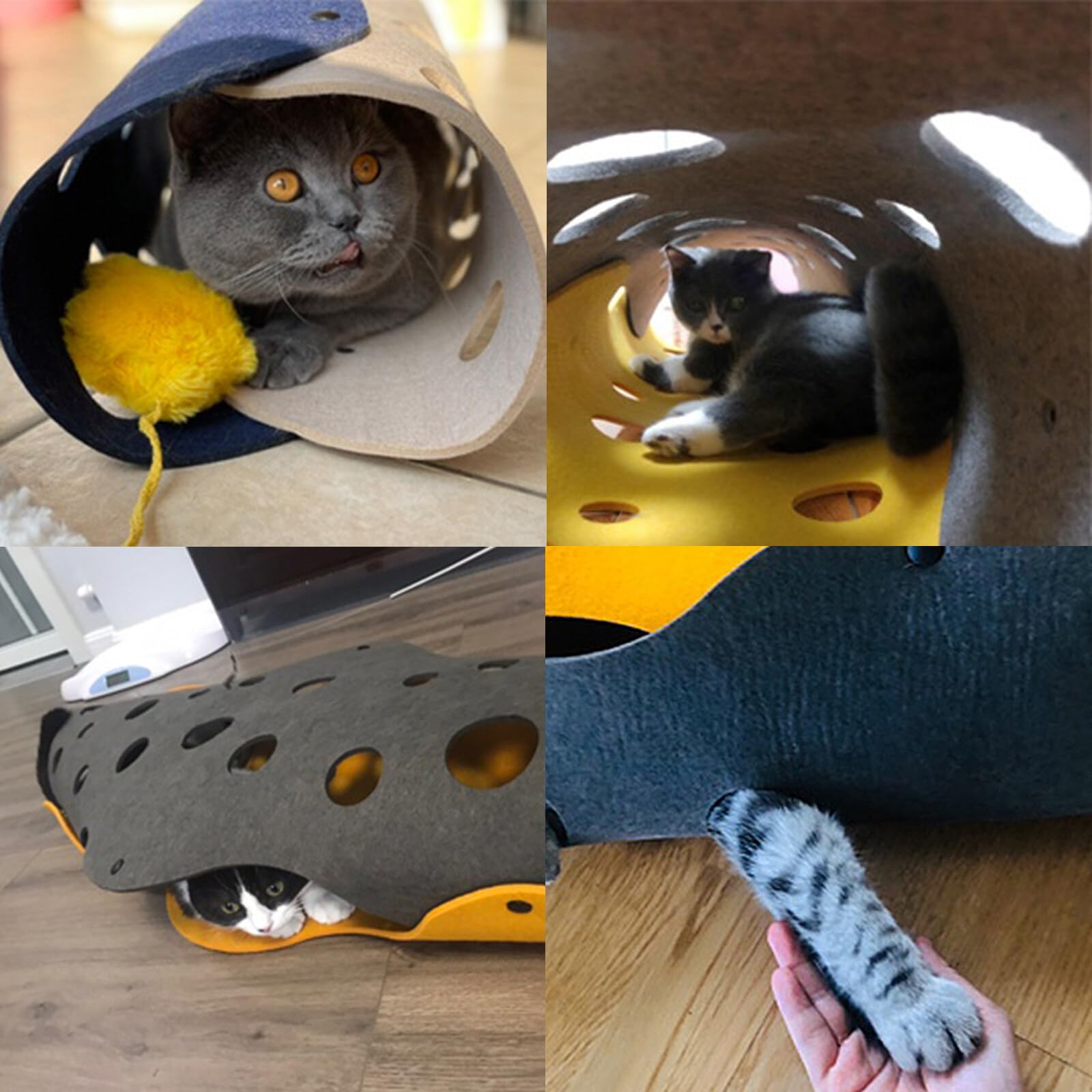 NCONCO 2 Pcs DIY Cat Tunnels Toy,Collapsible Cat Tube Toys Play Tunnel Detachable Washable Felt Cat Litter Pet Supplies for Kittens Rabbits Hamsters and Small Animals - Image 4