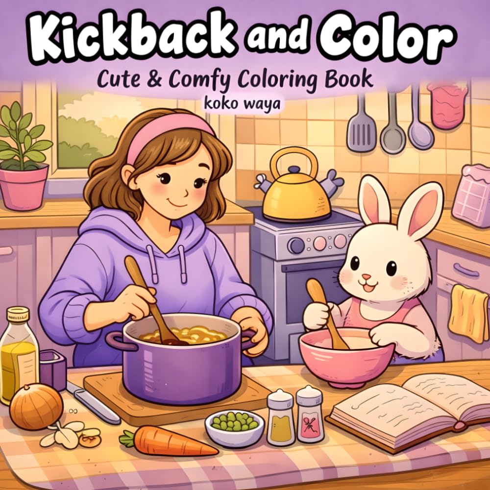 kickback and color coloring book: Cozy Cute Pages for Relaxation Creativity Stress Relief Fun