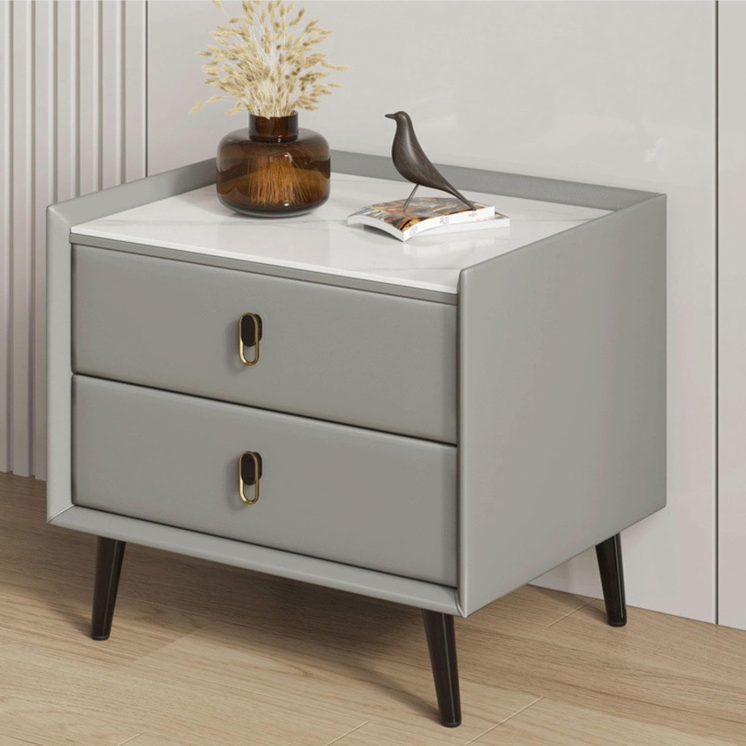 This Scandinavian Small Bedside Table with 2 Drawers, Wooden Nightstand, Compact Side Table for Bedroom, Living Room, Entryway, Home Office – Perfect for Small Spaces