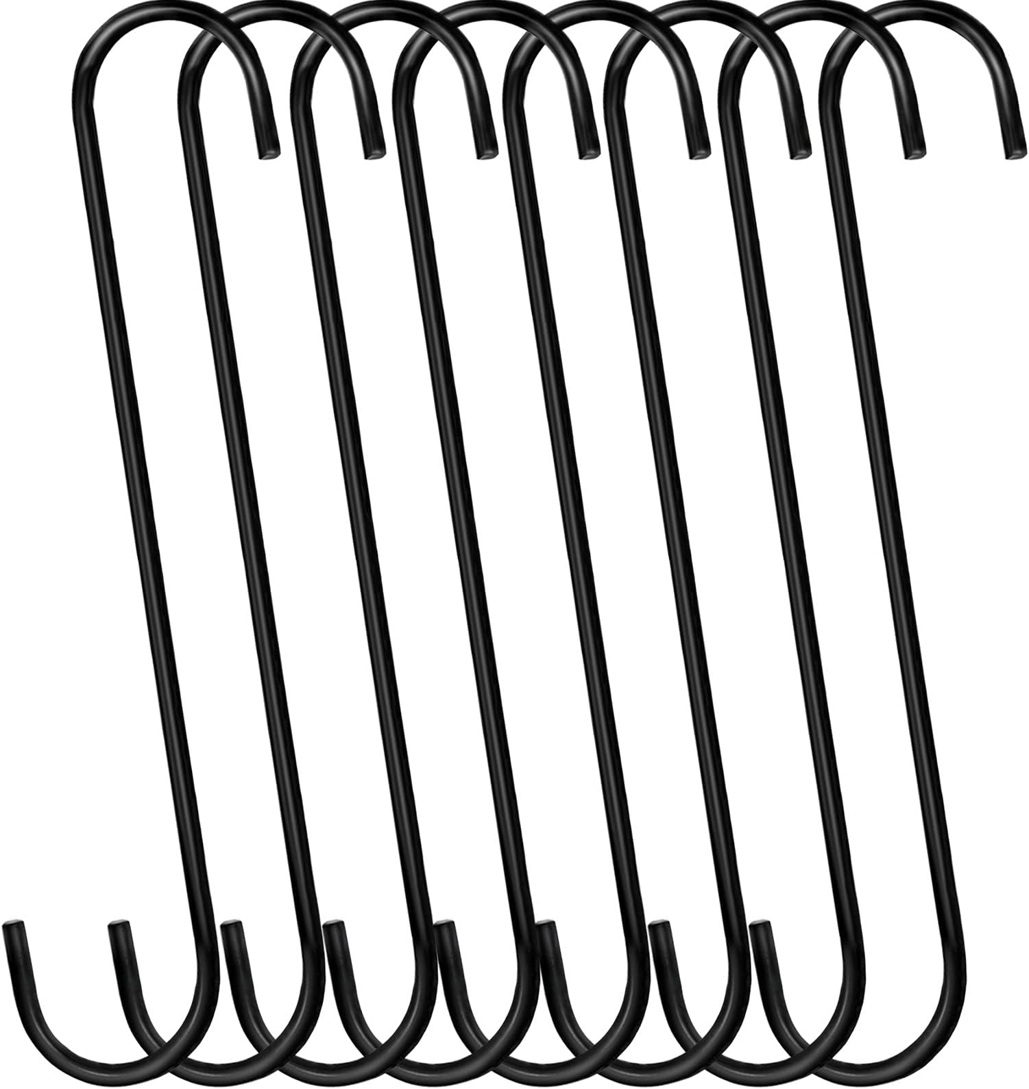 DINGEE 12 inch 8 Pack Extra Large S Hooks Heavy Duty Long S Hook for Hanging Plant, Hook for Tree Branch,Bird Feeder,Pots and Pans Closet Garden Pergola Indoor Outdoor X-Large Hooks