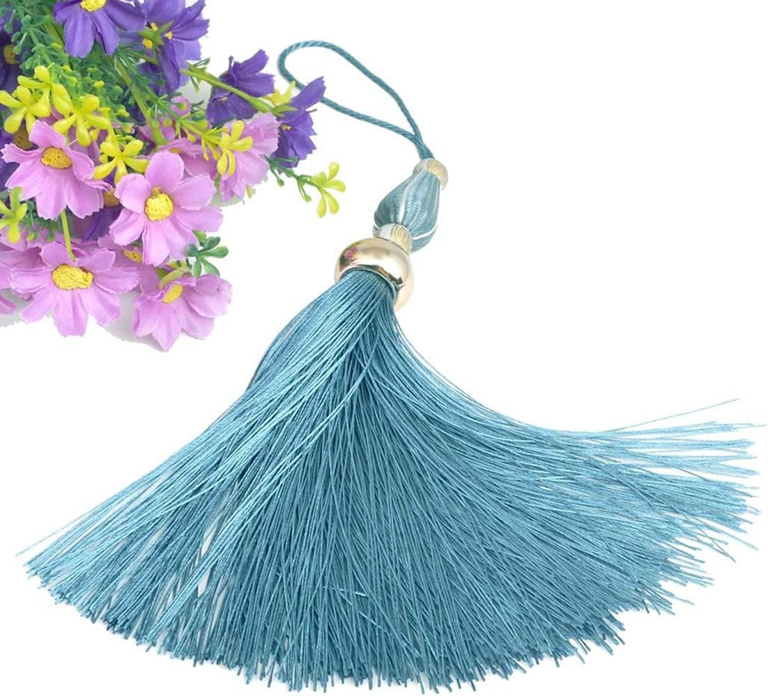 4pcs Handmade Soft Silky Tassels, 11.5 Inch Handmade Tassels Bookmarks for DIY Crafts Jewelry Making,Graduation Clothing Sewing, DIY Craft Accessory,Tags (Blue)
