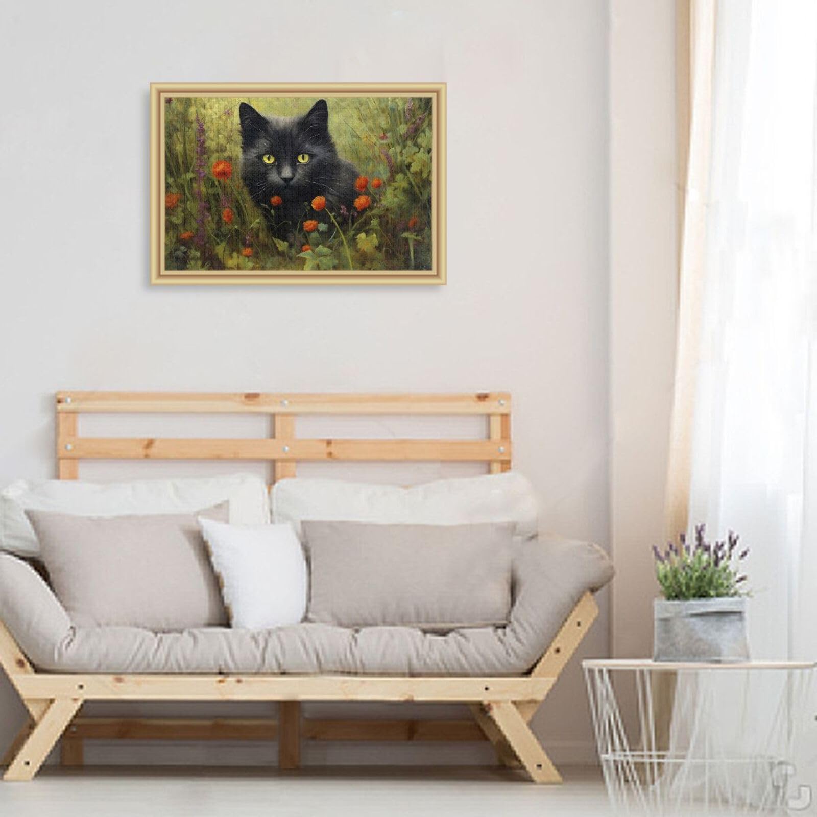 XYMZR Black Cat & Floral 1000 Piece Jigsaw Puzzle - Adult Puzzle Game For Family & Parties