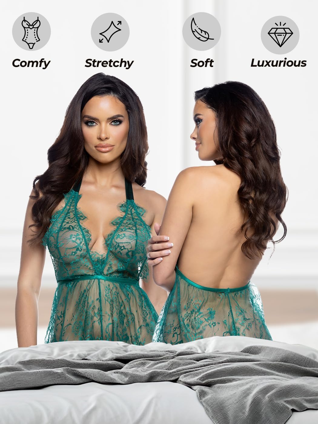 Roma Confidential Lace Romper Lingerie for Women: Midsummer Night Lace Teddy Lingerie Romper, Sexy Pajamas