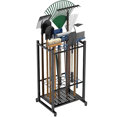 Garden Tool Organizer, Yard Tool Tower Rack for Garage Organization