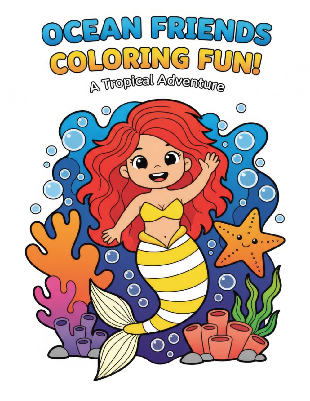 THE MERMAID Coloring Book for Kids 4-8: 50 Unique Mermaid Species for Children Aged 4-8: Bold, Easy, and Fun Big Shapes Pages to Relax
