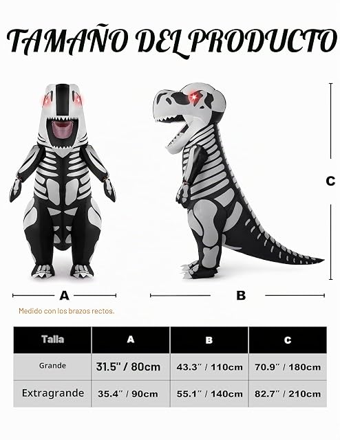 Foto 5 de 7 de Spooktacular Creations inflable de Halloween de disfraces de esqueleto de dinosaurio de cuerpo entero T-Rex…