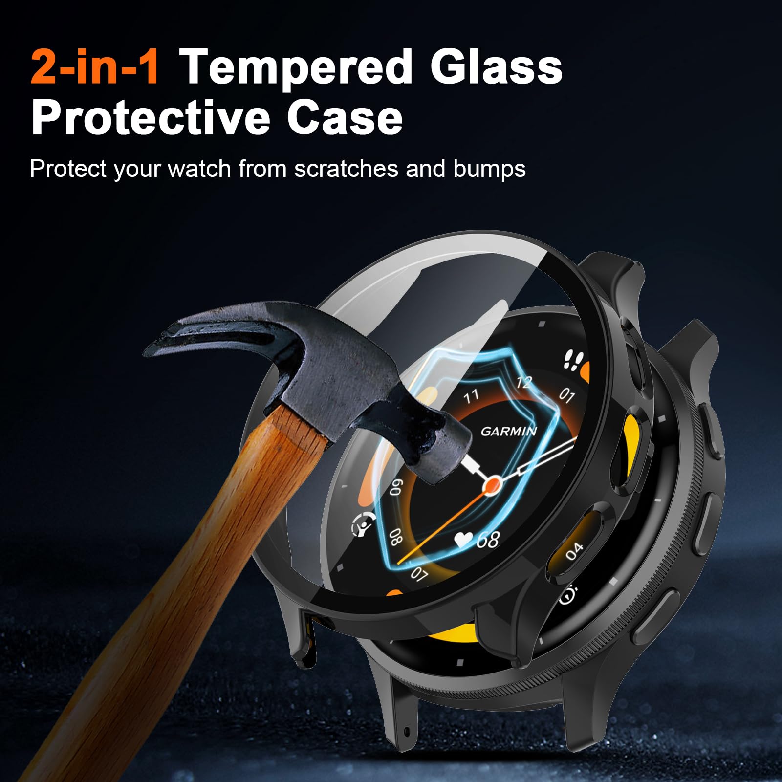 Coque De Protection Garmin Venu X1 - 2 Pièces PC + Verre Trempé, Anti-Rayures, Couverture Totale Écran 9H, Transparent HD - 6