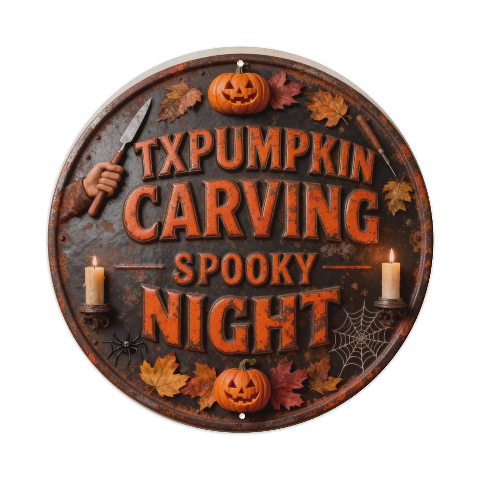 HALLOWEEN PUMPKIN CARVING SPOOKY NIGHT Metal Tin Sign Plaque