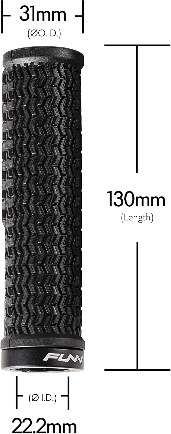 Funn Holeshot MTB Bike Grips with Single Lock On Clamp | soft-compound rubber, hardened end section, reinforced palm zone, 31mm outer diameter, for larger hands, BMX use
