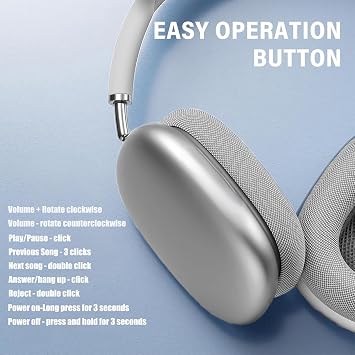 Wireless Headphones Bluetooth Headphones Active Noise Cancelling Over-Ear Head-Phones with Microphones, 24 Hours Playtime, HiFi Audio Adjustable Headset for iPhone/Android/Samsung - Orange.